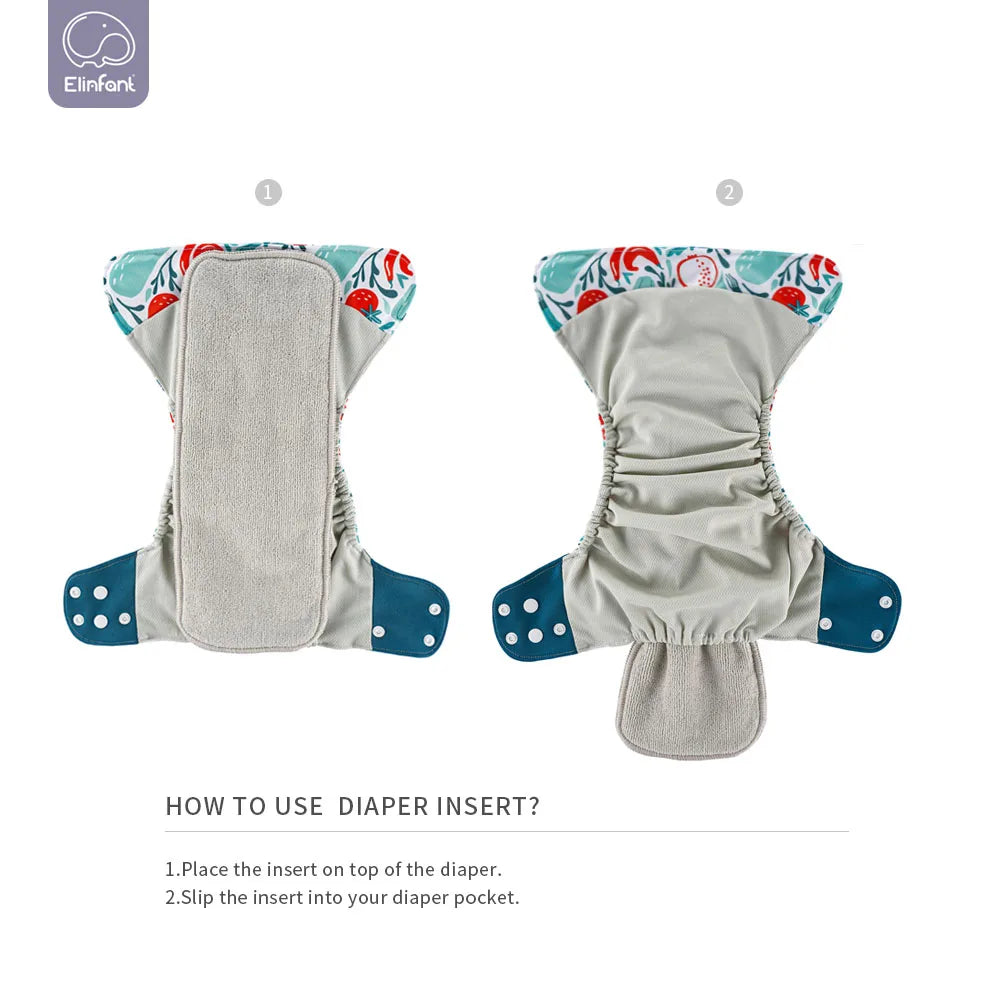 Elinfant: Cloth Diapers with Inserts 8pcs, One Size fits all