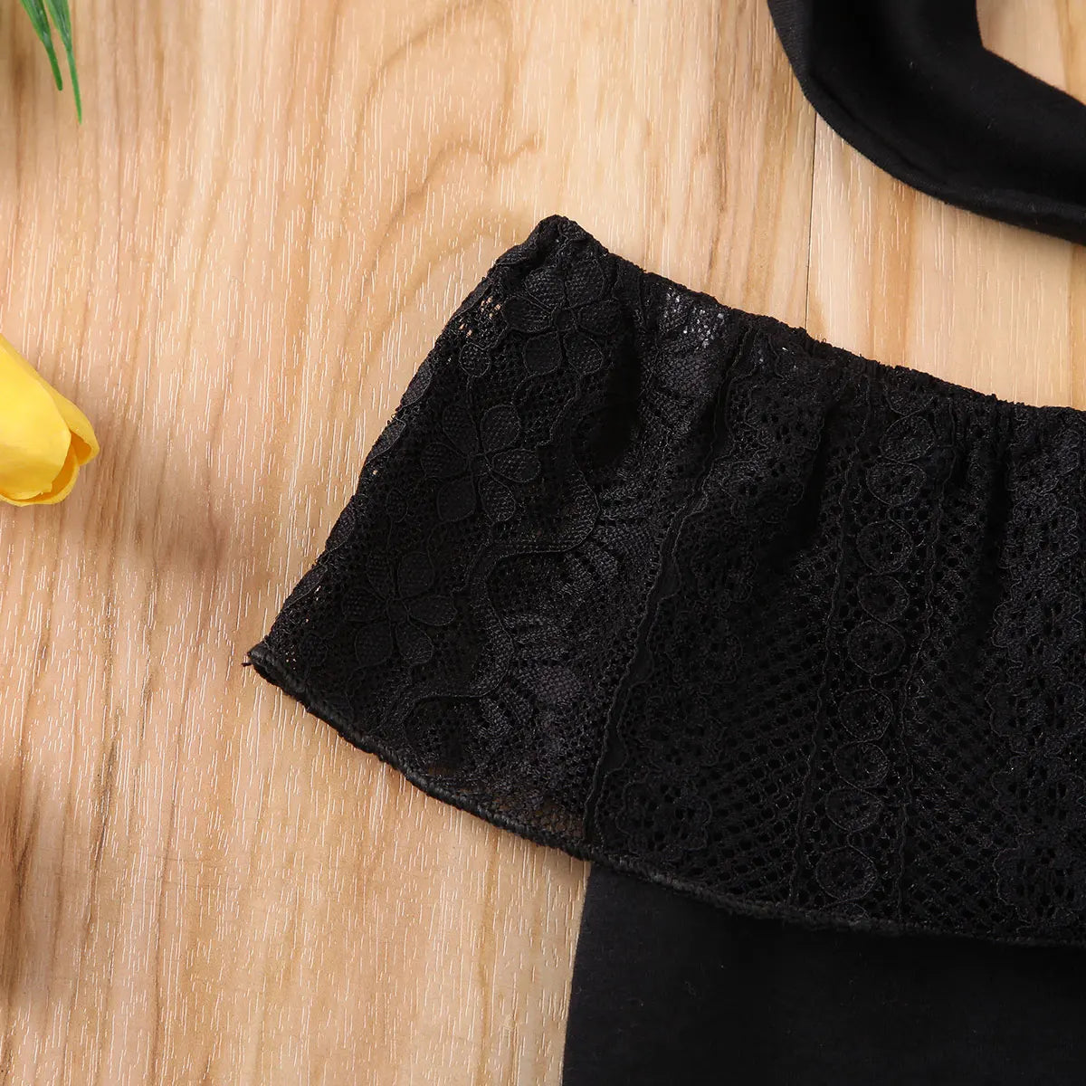 Baby Girl Romper & Headband Outfit Black Lace Romper Jumpsuit 2 pieces