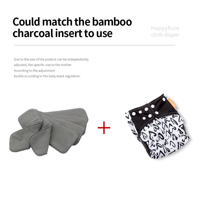 Happy Flute: Cloth Diaper Inserts, Bamboo Charcoal Microfiber 4/8/10 pcs