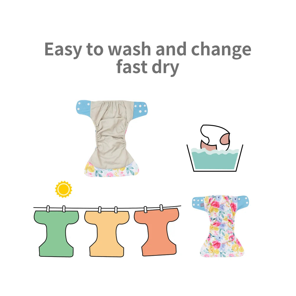 Elinfant: Cloth Diapers with Inserts 8pcs, One Size fits all