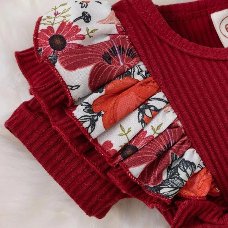 Summer Floral Baby Girl Dress With Bowknot