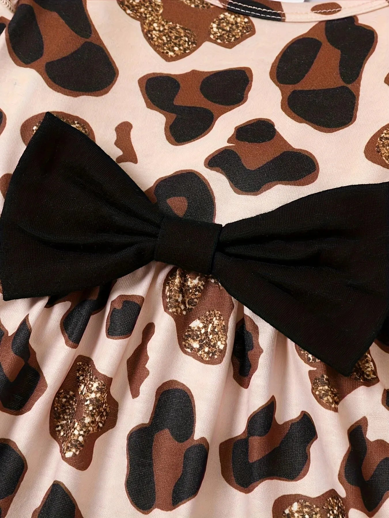 3 Piece Baby Girl Leopard Print and Black Bow
