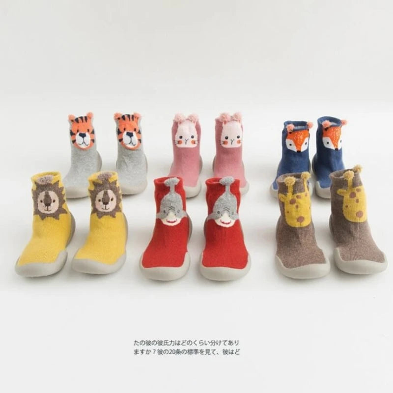 Assorted Rubber-Soled Socks, Fox, Shark, Lion