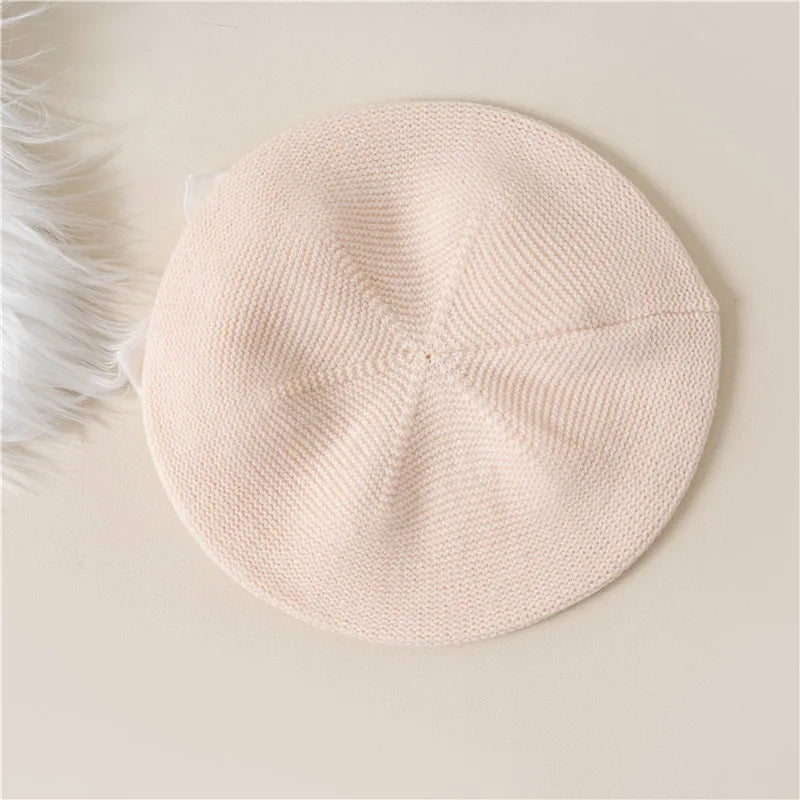 Autumn Winter Bowknot Knitted Beret