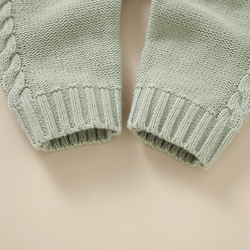 Fall Infant Unisex Sleeveless Solid Color Knitted Rompers