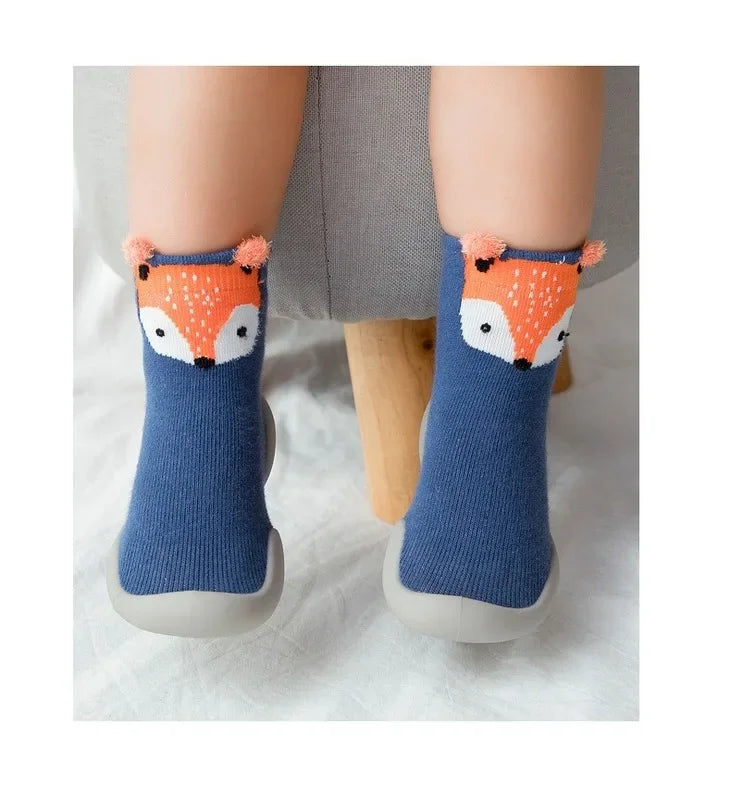 Assorted Rubber-Soled Socks, Fox, Shark, Lion
