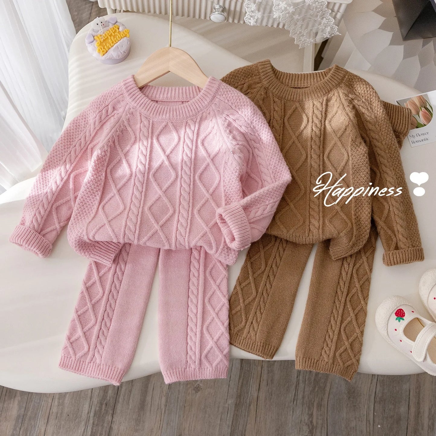 Autumn Winter Girls 2PCS Knitwears Set