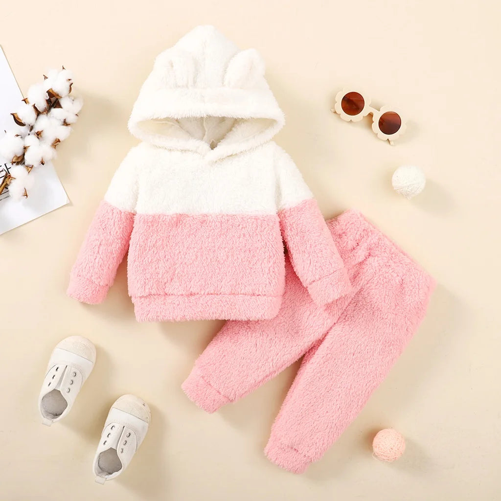 Fluffy Hooded Clothes Set