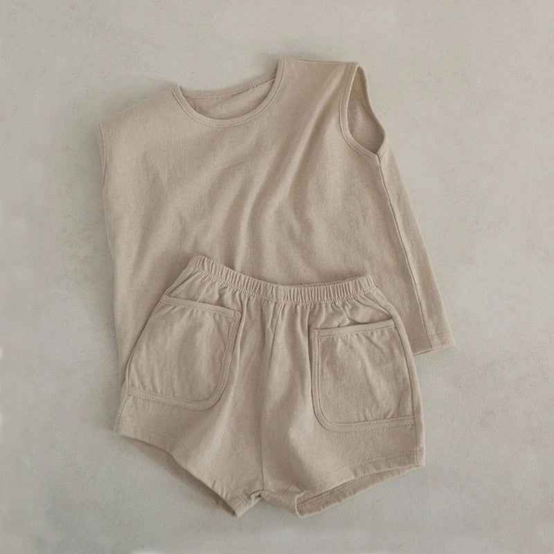Summer Baby Boys Tank Top Shorts Set 100% Cotton