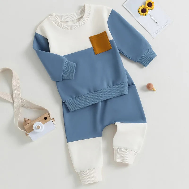 Contrast Color Pant Sets Spring Autumn Clothes