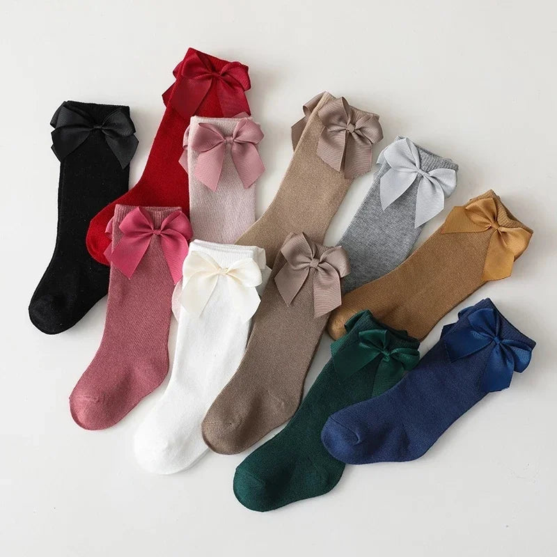 Baby Girls Socks Spanish Style Bow Cotton Mesh
