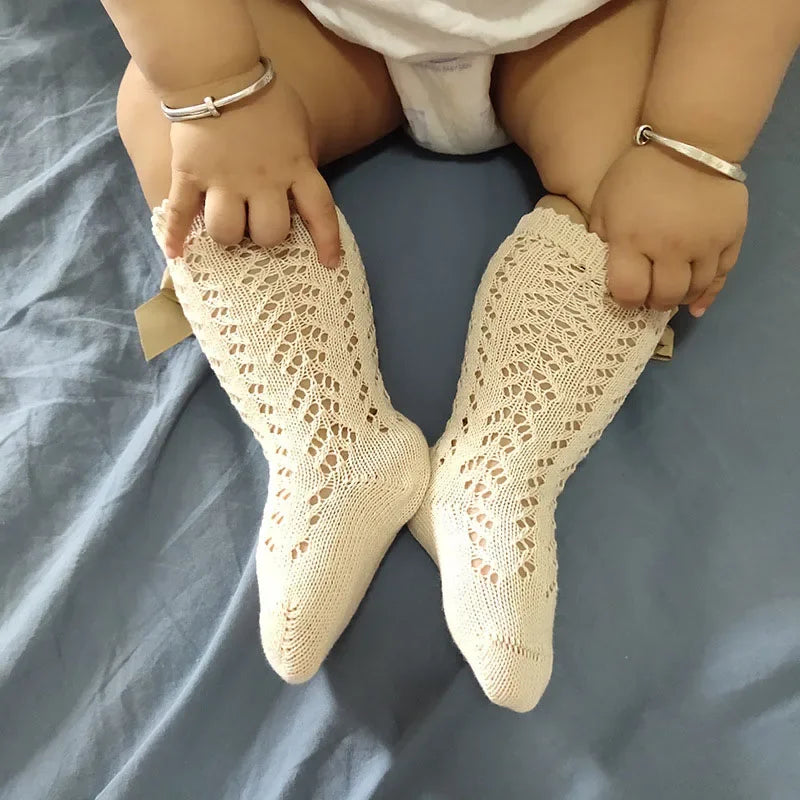 Baby Girls Socks Spanish Style Bow Cotton Mesh