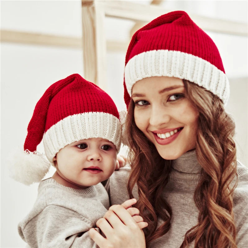 Christmas Family Matching Hats With Pompom