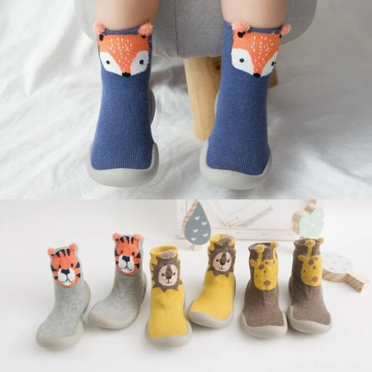 Assorted Rubber-Soled Socks, Fox, Shark, Lion